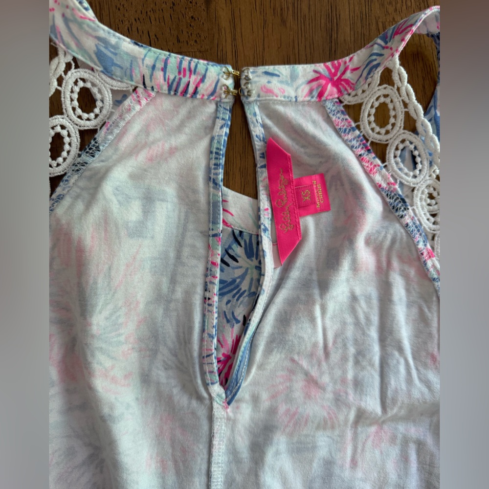 Lilly Pulitzer Lala Romper SZ XS Crew Blue Tint Sea To Shining Sea - Picture 15 of 16